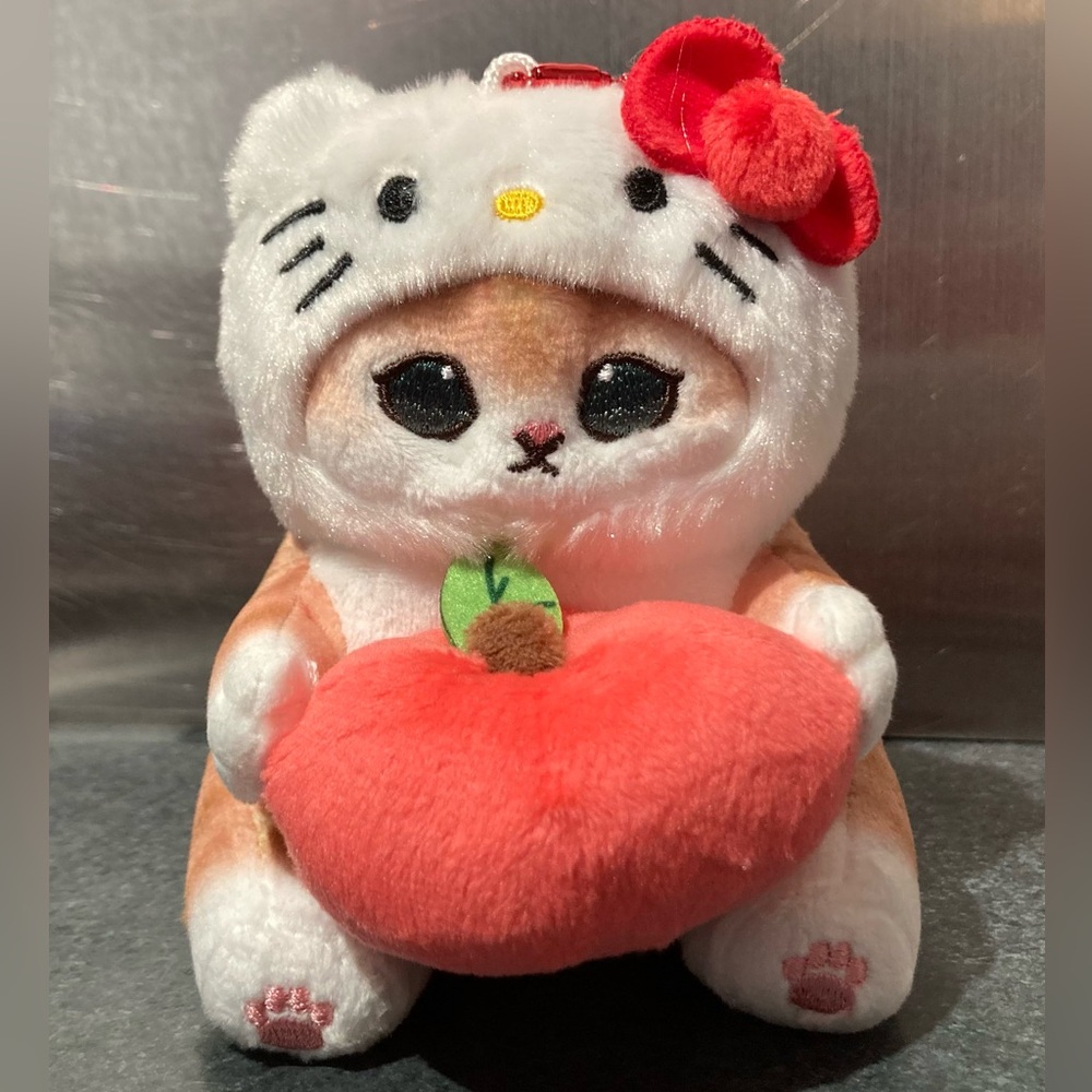 🍎🐱 16cm Sanrio Mofusand Cat Cross-Dressing Hello Kitty Costume Plush Stuff Doll
